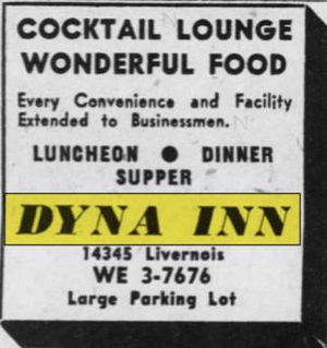 Dyna Inn (Charade Supper Club) - Nov 19 1951 Ad (newer photo)